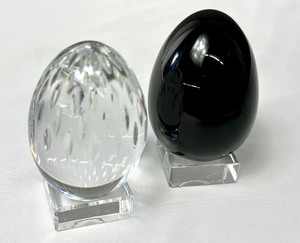 lot 331 image: Two Baccarat Egg Figurines with Stands