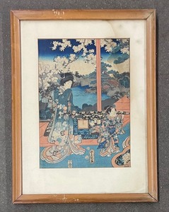 lot 296 image: Two Vintage Japanese Framed Block Prints