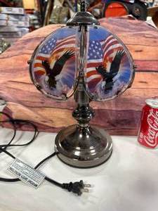 lot 38 image: American Eagle Lamp 14 Inches Tall