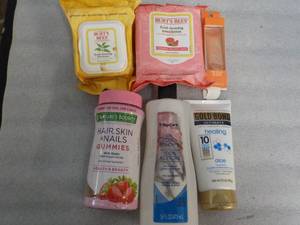 Facial wipes, hair and nail products