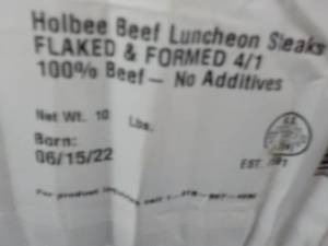 10 lb. Box Frozen Holbee Beef Lunch...