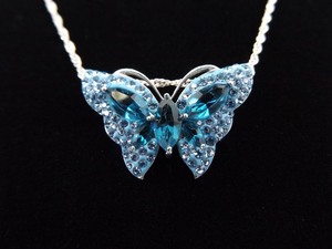 .925 Sterling Silver Swarovski Crystal Butterfly Pendant Necklace