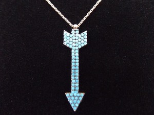 .925 Sterling Silver Inlayed Turquoise Rose Gold Vermeil Arrow Pendant Necklace