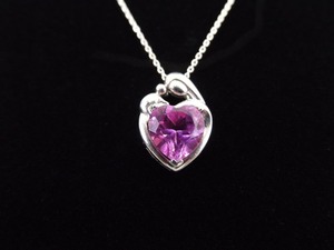 .925 Sterling Silver Pink Zirconia Heart Mother and Child Pendant Necklace