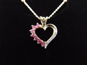 .925 Sterling Silver Diamond Accented Ruby Vermeil Heart Pendant Necklace