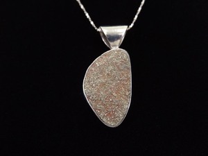 .925 Sterling Silver Druzy Pendant Necklace