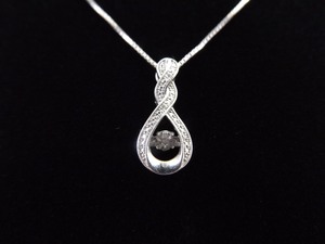 .925 Sterling Silver Floating Dancing Diamond Infinity Knot Pendant Necklace