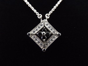 .925 Sterling Silver Art Nouveau Zirconia ClosedOpen Pendant Necklace