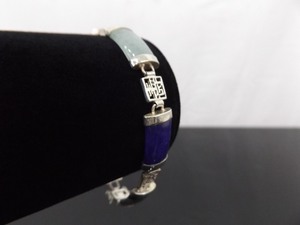 .925 Sterling Silver Multi Semi Precious Stone Bracelet Size 7.5