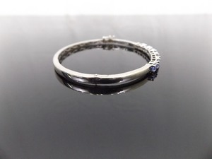 .925 Sterling Silver Amethyst Crystal Hinged Bangle Bracelet Size 7