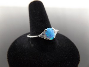 .925 Sterling Silver Opal Crystal Ring Size 11