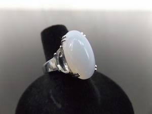 .925 Sterling Silver Light Purple Chrysoberyl Cabochon Crystal Ring Size 6.75