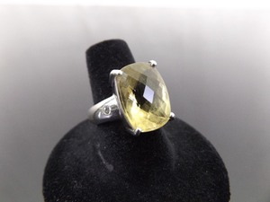 .925 Sterling Silver Citrine Crystal Ring Size 7