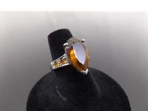 .925 Sterling Silver Dark Citrine Ring Size 6.75
