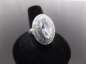 .925 Sterling Silver Marquise Cut Zirconia Ring Size 8.25