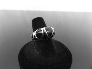 .925 Sterling Silver Black Enamel Ring Size 6.75
