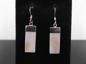 .925 Sterling Silver Pink Mother of Pearl Dangle Hook Earrings