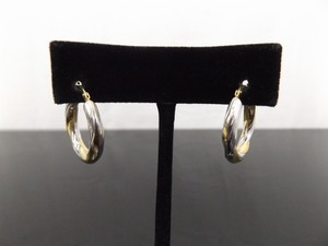 .925 Sterling Silver Duo Tone Vermeil Hoop Hinged Latch Post Earrings