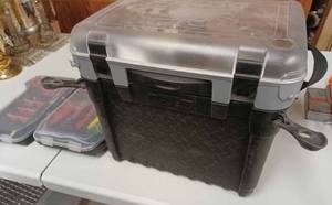 Spider- Brand Plastic Tools Box of Electrical and Other Assorted Hardware and a Plastic 2-Sided Carrying Case