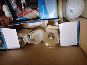 Box of Assorted New Incandescent and LED Light Bulbs
