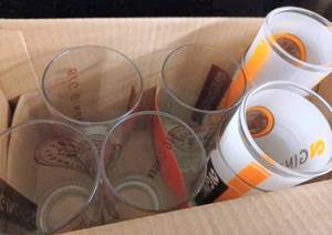 Set of Six 2 Gingers Drink Glasses and a Pair of 2 Gingers Frosted Drink Glasses