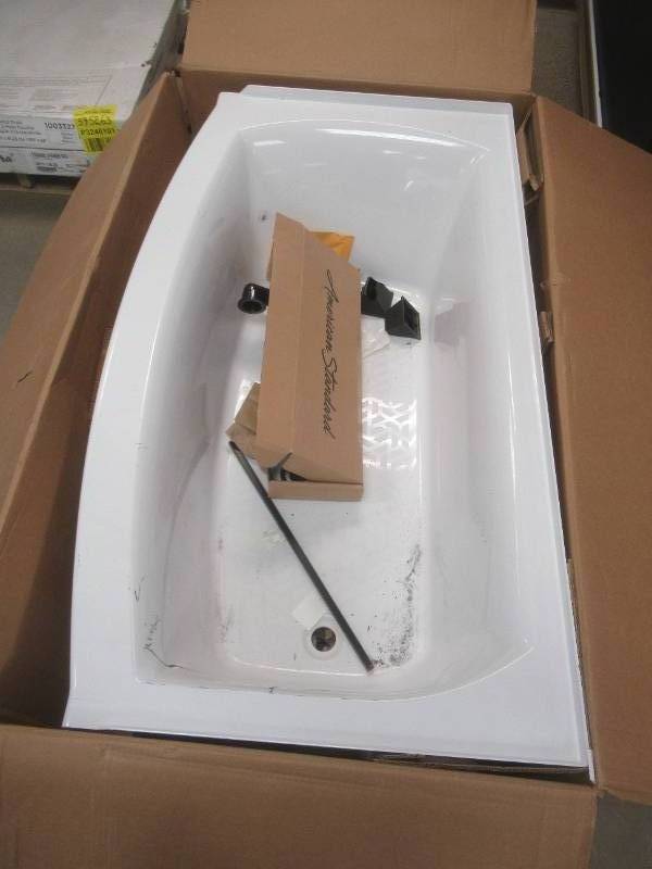 American Standard Ovation Curve 60 in. Right Drain Rectangular Apron Front Bathtub in Arctic White (CRACKED & SCRATCHED IN A COUPLE PLACES, SEE PHOTOS)
