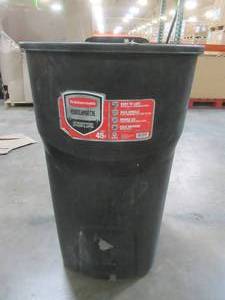 Large 45 Gallon Trash Can, Missing Lid - Used in warehouse, SOLD AS IS.