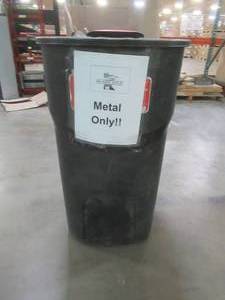 Large 45 Gallon Trash Can, Missing Lid - Used in warehouse, SOLD AS IS.