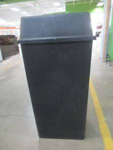Large Trash Can, Cracked Lid, Missing Lid Flap - Used in warehouse, SOLD AS IS.