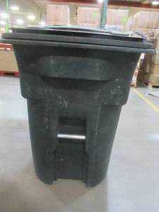 Large 96 Gallon Trash Can With Lid - Used in warehouse, SOLD AS IS.