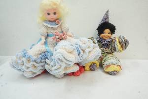 crochet  doll and jester doll