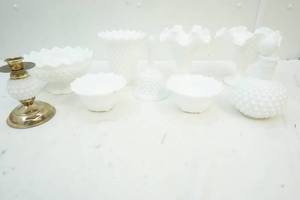 milk glass hobnail glassware