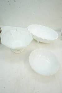 oval milk glass dish white milk glass bowl and stemmed bowl