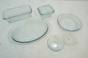 fire king and pyrex glass dishes
