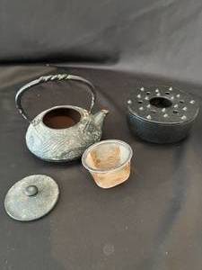 Wrought Iron Dragonfly Tea Kettle with Japan Tea Light Warmer
