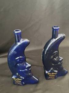 Blue Moon Blue Glass Vintage Reisling Wine Bottle Jars