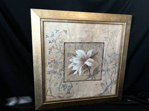 Lot of 2 Floral Prints in Golden Frames