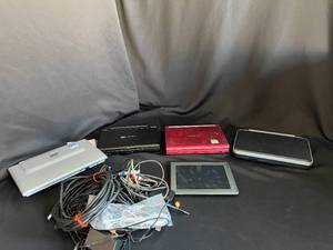Portable DVD Player, Klu Tablet, and Assorted Cord Lot