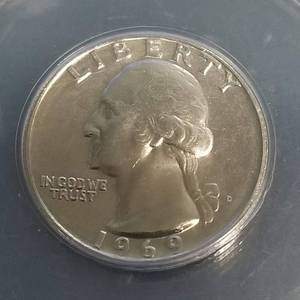 1969 DD FS-501 WASHINGTON QUARTER MS65 ANACS