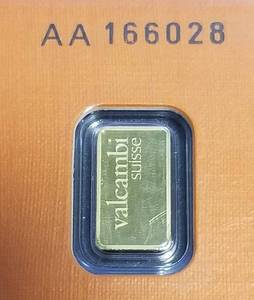 1 GRAM .999 FINE GOLD BAR VALCAMBI SEALED
