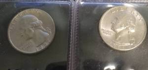 6 BU-UNC SILVER COINS 1957 1961 1963 25C 1941-D 1942-D 1944-D 10C