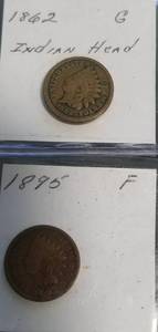 6 INDIAN HEAD CENTS 1862 1880 1884 1895 1903 1906 G-XF