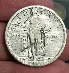 4 SILVER QUARTERS 1918 1956-D 1963 (PROOF) 1963-D VF-UNC
