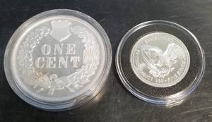 2 � TROY OZ .999 FINE SILVER 2oz INDIAN HEAD & 12oz ENGELHARD PROSPECTOR