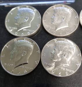 8 UNC & PROOF 40% SILVER KENNEDY HALVES 1965-1970 NICE LOT