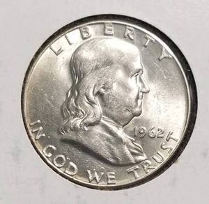 2 BU-UNC FRANKLIN HALF DOLLARS 1962-D 1963-D