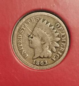 4 INDIAN HEAD CENTS 1863 1889 1898 1900 G-XF