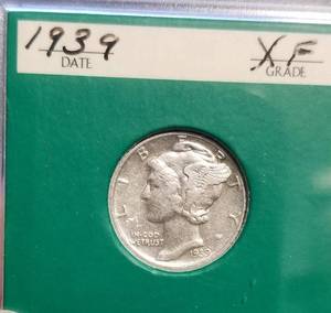 6 US SILVER DIMES 1939 1941-D 1943-D 1944-D MERCURY 1964 1964-D ROOSEVELT XF-BU