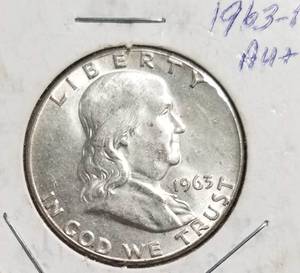 2 SILVER HALVES 1942-S WALKING LIBERTY 1963 FRANKLIN