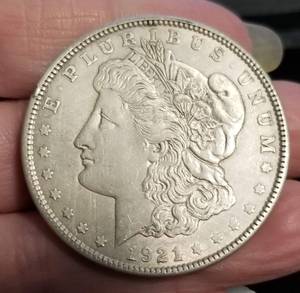 3 MORGAN SILVER DOLLARS 1921 1885 X2 VF-AU